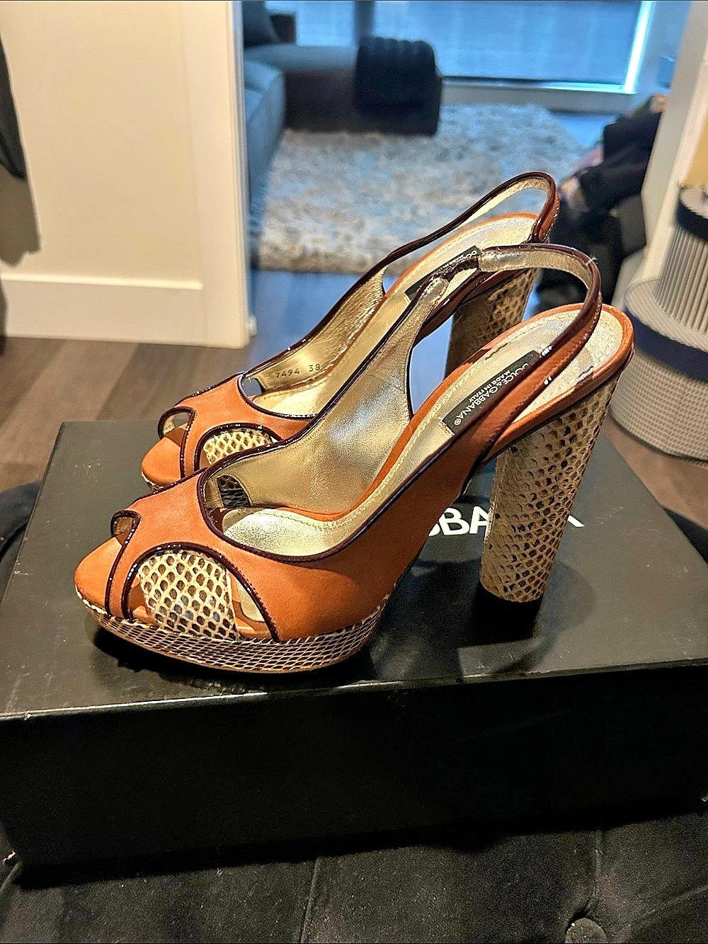 Dolce & Gabbana Platform slingback heels Brown & Gold US 8